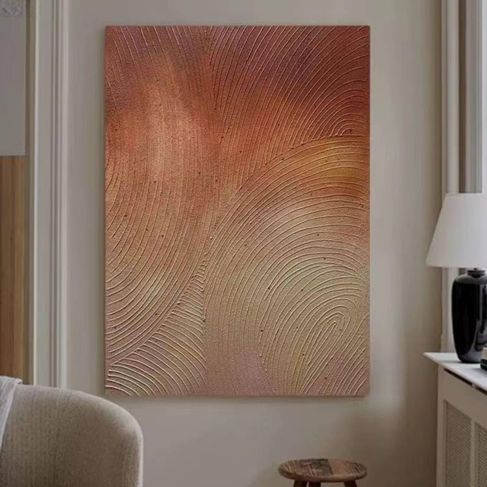Peinture à l'huile sur toile pour habiller un mur vide | Décoration de lignes abstraites salon
