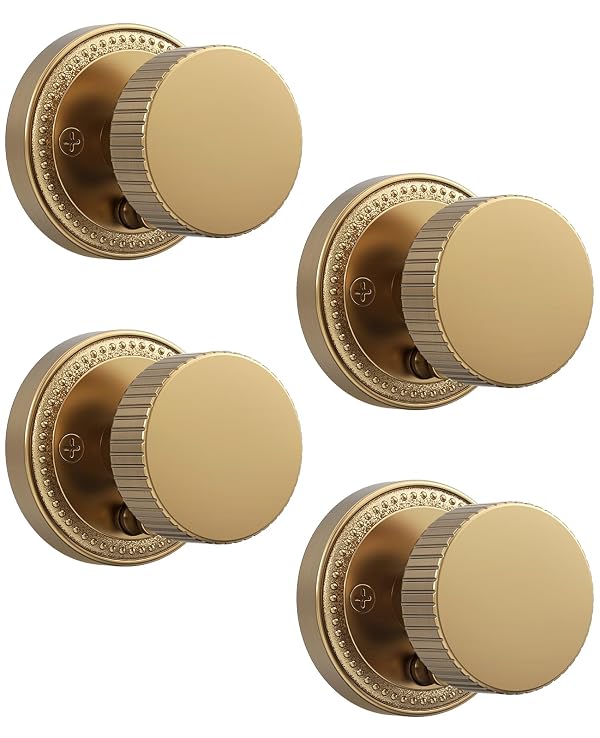 Asidrama 4 Pack Champagne Bronze Privacy Door Knobs with Lock, Door Handles with Champagne Bronze Door Knobs Interior for Bedroom or Bathroom, Heavy Duty Door Lever for Left Right Sided Doors by Asidrama - Used condition - US$94.99