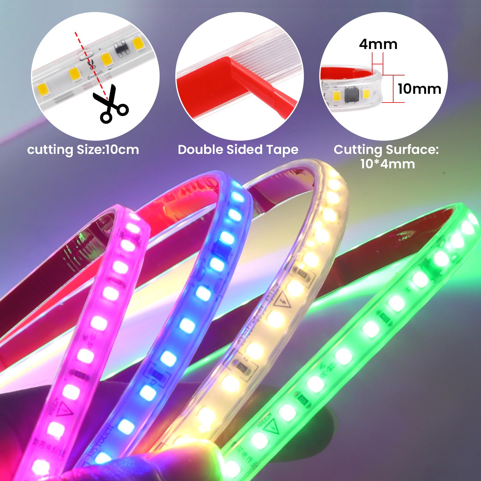 Dimmbar LED Streifen Selbstklebend, 20M 120LEDs/m 2835 SMD Flexible Superhell LED Band (Schnitt alle 10cm), Anschluss an AC220-240V Blau LED Leuchtband für Party Weihnachten Deko