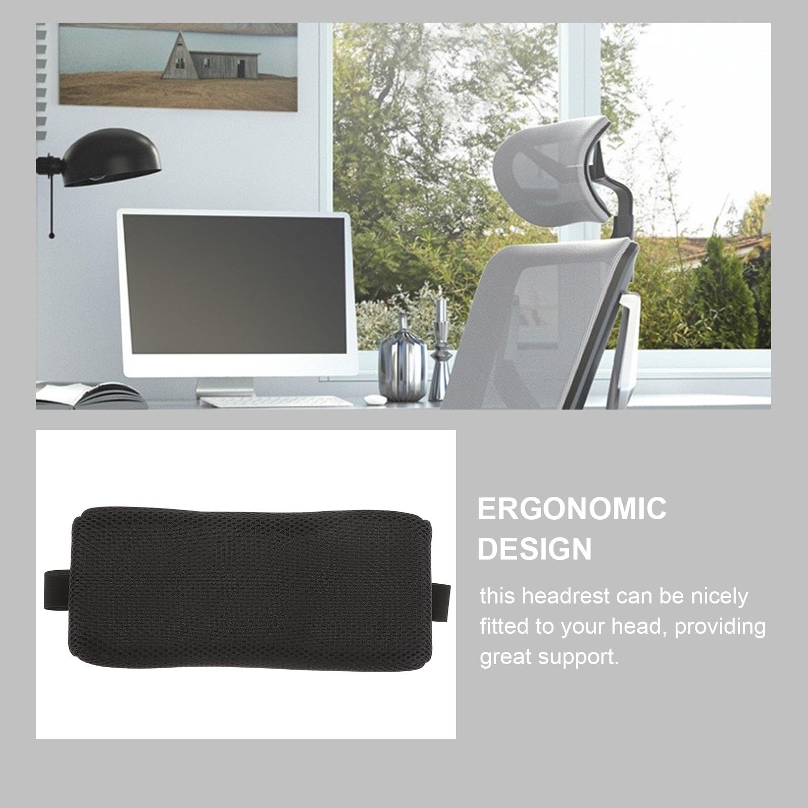 Reposacabezas ómico para Silla de Ruedas Cojín Cabeza Es Transpirable Soporte Cómodo Cuello Accesorio Aadjustable Negro para Uso Diario y Oficina