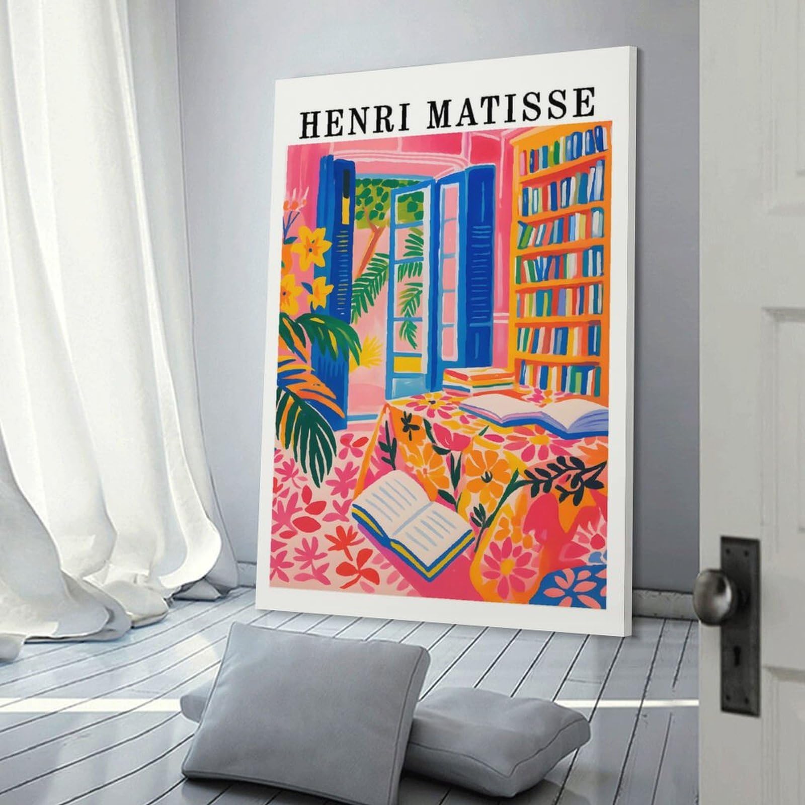 Junmoney Henri Matisse Inspired Interior Painting Home Decor Wall Art 20x30inch(50x75cm), for Restful Interiors, Bedrooms Or Small Rooms, Decorative Wall Art for Cosy Rooms