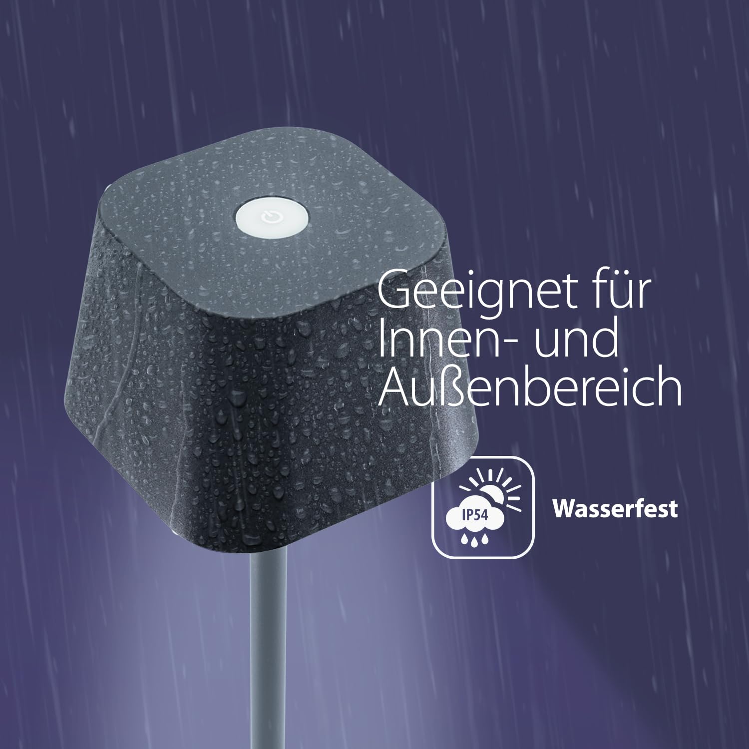 SECURIT - LED-Leuchte Georgina - Dimmbar - Kabellos - Schwarz | 15-20 Stunden Leuchtdauer - USB-Magnetladekabel - Für Innen- und Außenbereich