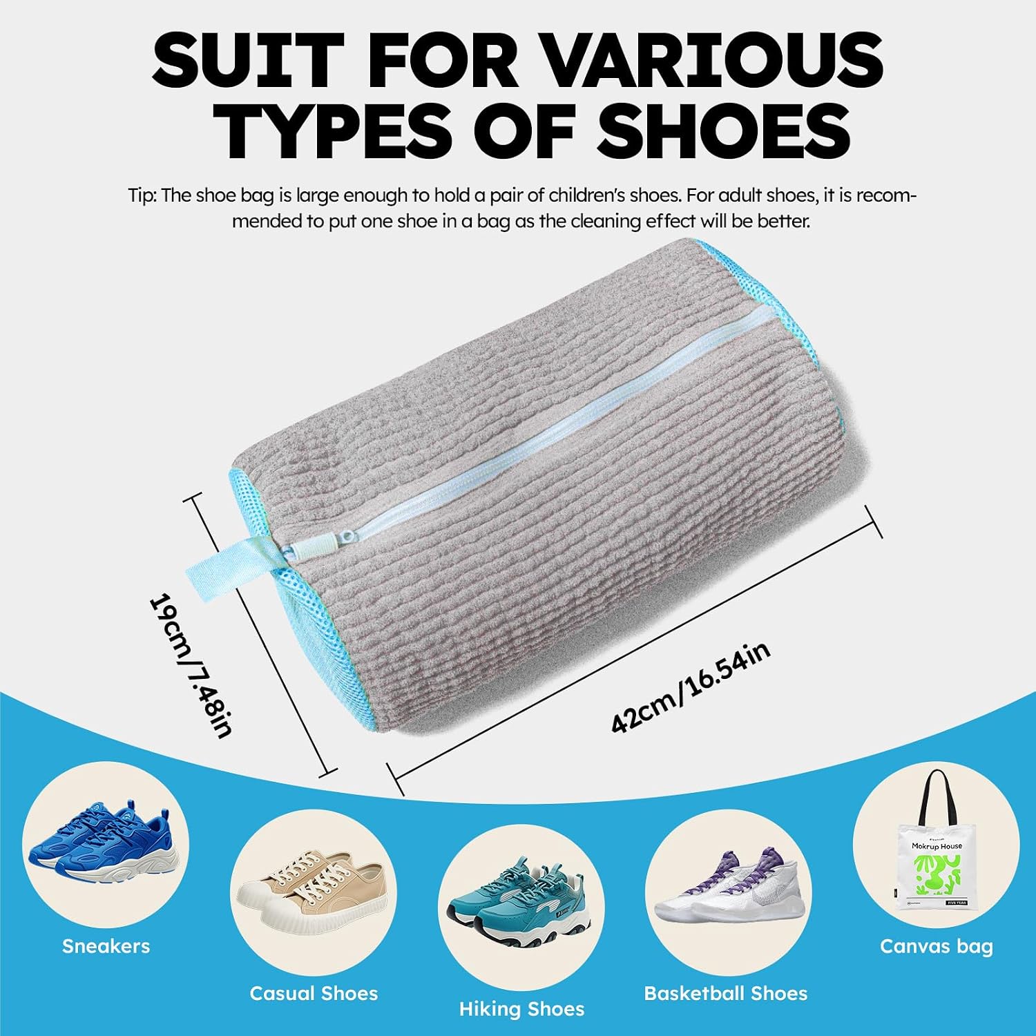 Shoe Washing Machine Bag: Shoe Washing Bag Keeps Clean - Reusable Laundry Shoe Bag for Sneaker Tennis Shoes Unstain Cleaner Kit(Grey 2 Pcs)