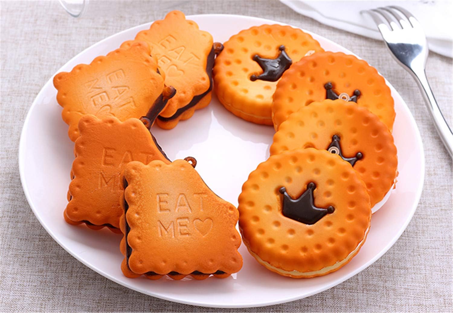 Sksyeen 8Pcs Artificial Cookie Fake Biscuits Realistic Food Cracker Dessert for Decoration Display Toy Props Model