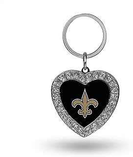 Rico Industries NFL Football Rhinestone Heart Keychain - Great Accessory