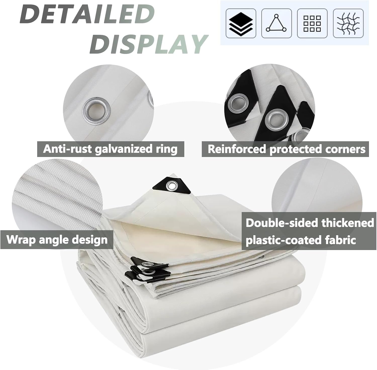 Tarps Heavy Duty PVC Tarpaulin Sheet Cover with Metal Grommets Canvas Tarps 1x2m 2x2m 2x3m 3x3m 3x4m Tarp Cover Waterproof for Roof Car Garden Furniture Caravan Cover(Size:1x1.2m)