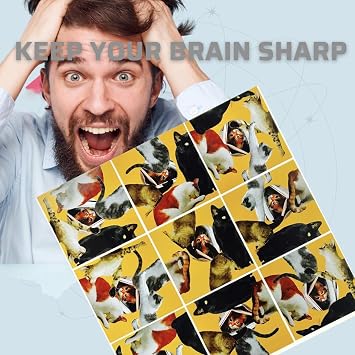 Scramble Squares Cat 9 Piece Puzzle - Brain Teaser and Game for All Ages