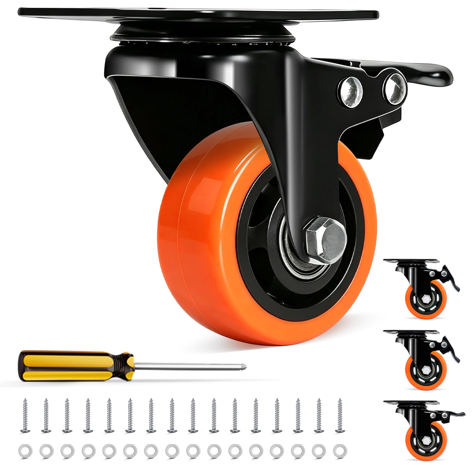 Heavy Duty Caster Wheels - QNCZ 4" Plate Casters -8 Heavy Duty Caster Wheels - QNCZ 4" Plate Casters -8