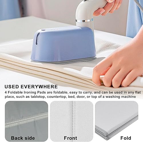 Miniatura 5 de Tabla de vapor plegable para ropa con guante de planchado, 4 almohadillas de vapor plegables para ropa, tabla de planchar portátil, incluye