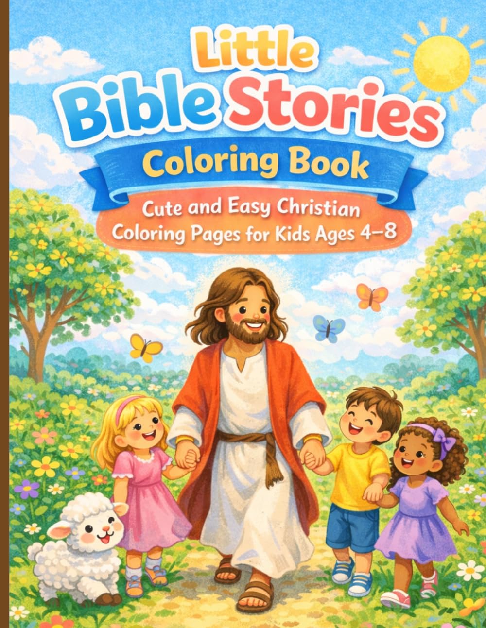 Little Bible Stories Coloring Book: Cute and Easy Christian Coloring Pages for Kids Ages 4–8
