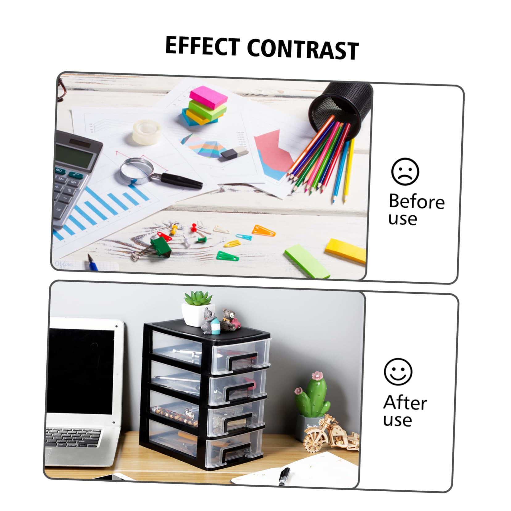 SEWACC Cassetti in plastica a 4 strati, organizer da scrivania con cassetti, cassetti trasparenti, forniture per ufficio, cancelleria per la casa, gioielli e cosmetici