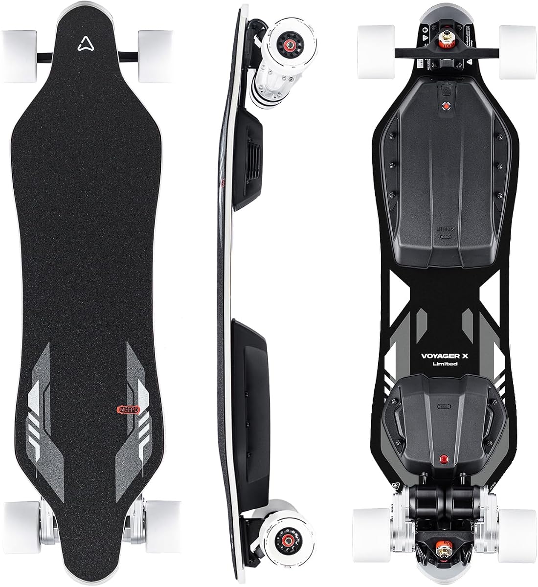 MEEPO Electric Longboard Skateboard with Remote for Adults, 34 MPH Top Speed, 30 Miles Long Range with 2800W*2 Gear Drive Motor, Bamboo & Fiberglass Deck, 330 LBS Max Load, Voyager X