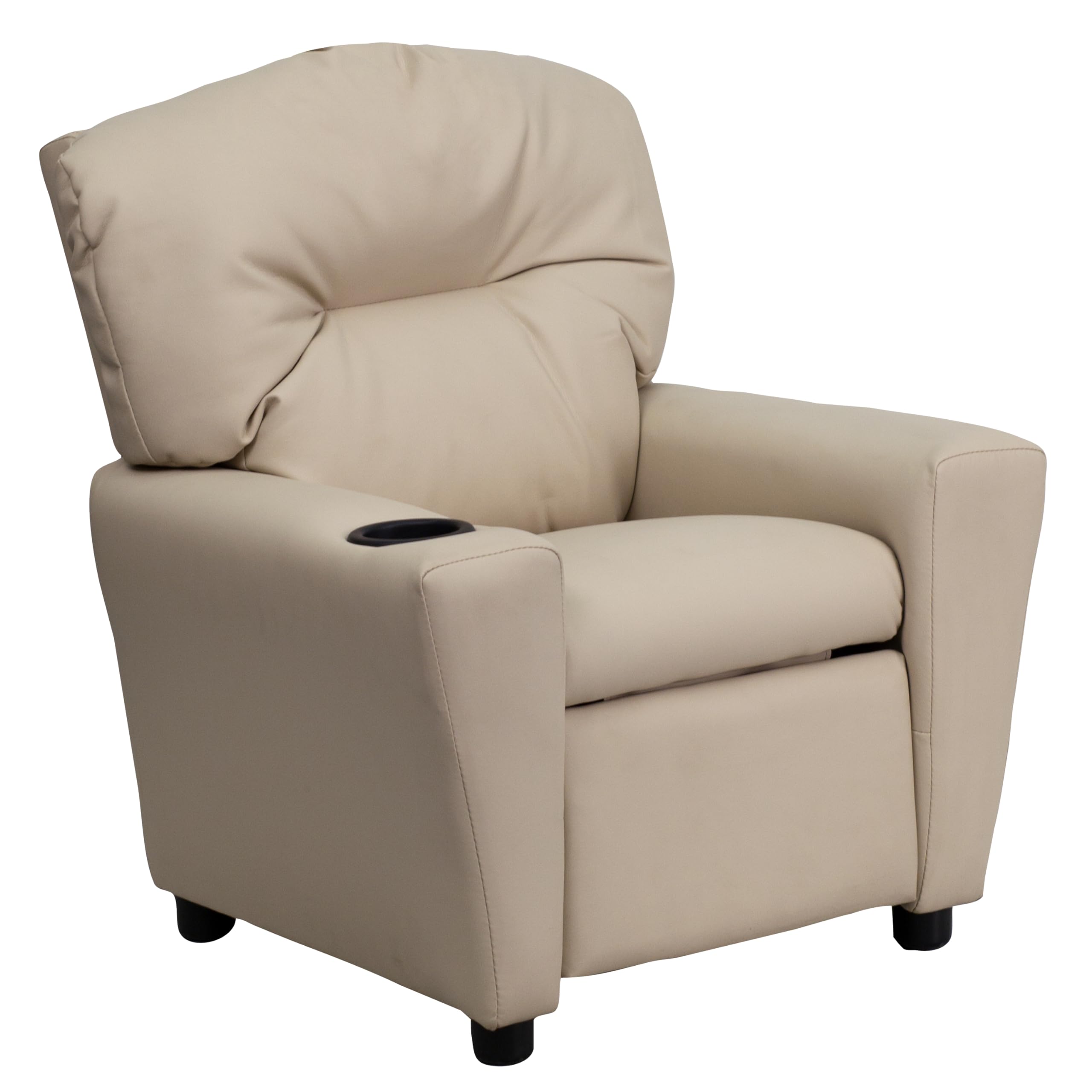 Flash Furniture Współczesny leżak dziecięcy z uchwytem na kubki, drewno, beżowy winyl, 66,04 x 53,34 x 53,34 cm