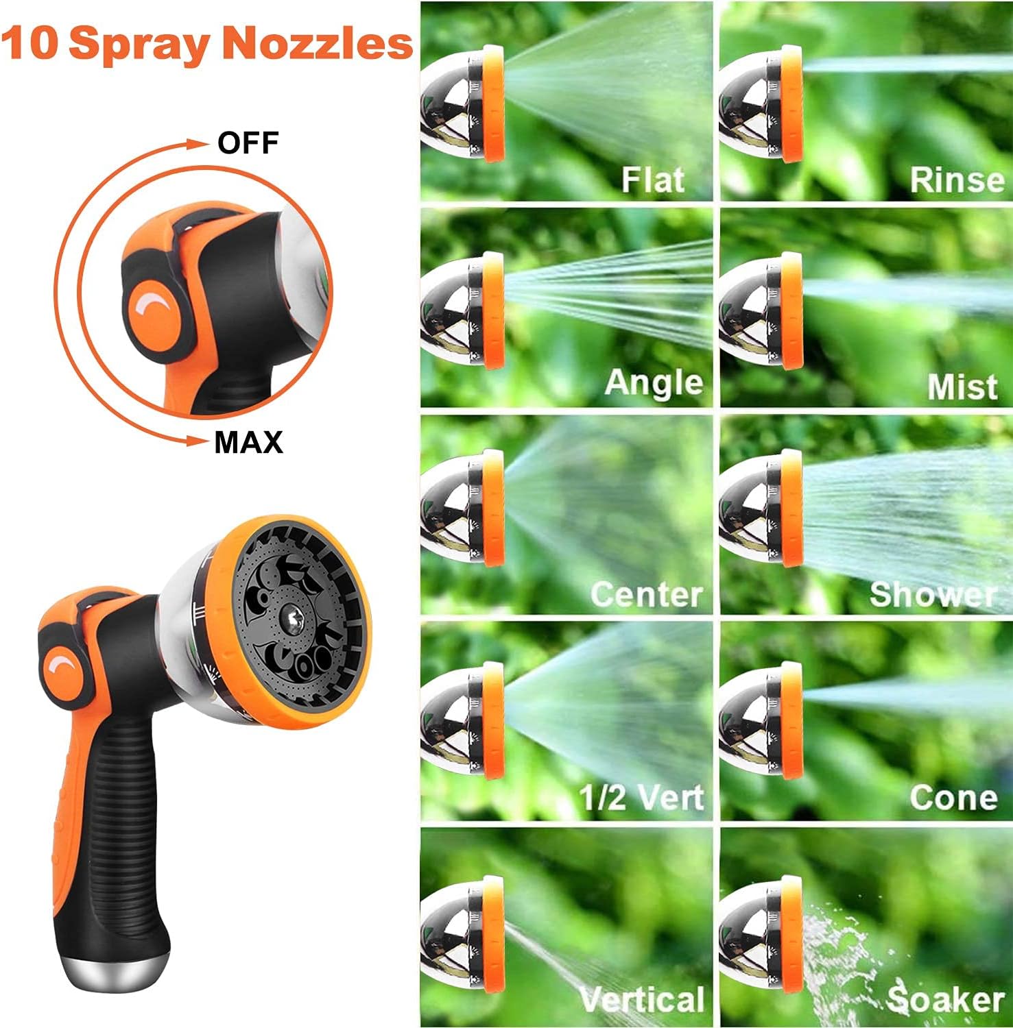 Garden Hose Durable Expandable Garden Hose Strongest Latex 4 Layers 100FT Flexible Water Pipe 10 Function Spray Nozzle 2-Way Pocket Splitter Leak-proof Hose for Washing Car Floor Watering Flowers : Patio, Lawn & Garden