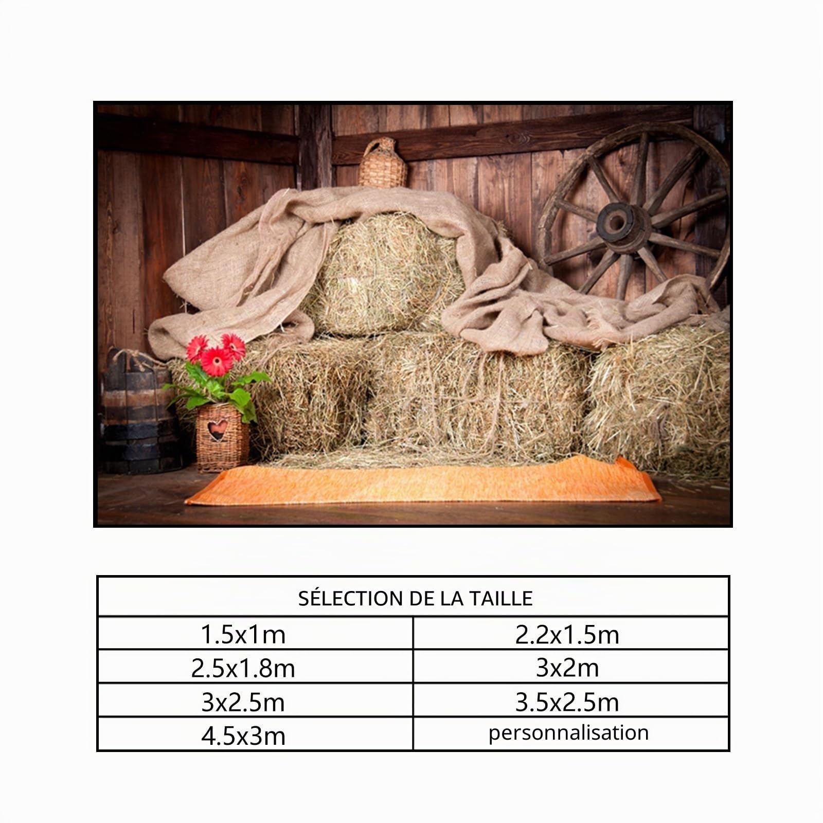 YongFoto 3x2,5m Vinyle Toile de Fond Ancienne Grange avec des Balles de Paille Ferme Campagne Fond Décors Studio Photo Portrait Enfant Video Fete Mariage Photobooth Photographie Accesorios