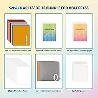 Vista 5 de HTVRONT Máquina de prensa de calor para camisetas con 52 accesorios, prensa de calor portátil con suministros para sublimación y camisa de vinilo HTV