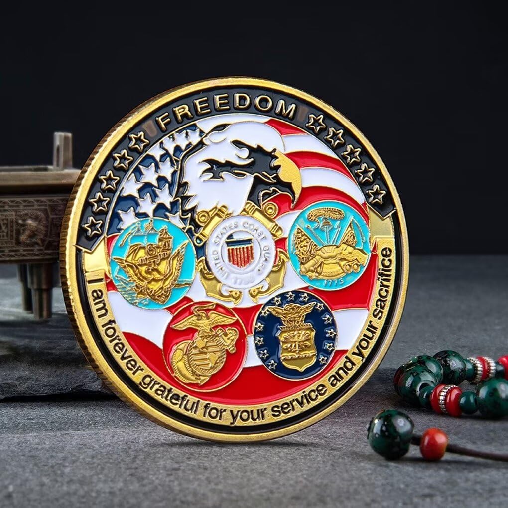 Cadeau souvenir souvenir de l'armée américaine Thank You Challenge sans pièce de monnaie Eagle Veteran Army Marine Corps Armed Forces