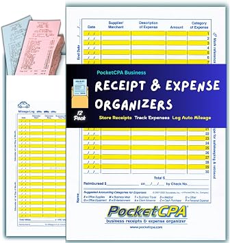 3-in-1 Receipt Organizer Envelopes with Expense & Mileage Logs | 12-Pack | Organize Receipts, Track Business Expenses & Record Auto Mileage | 9.5" x 6.5" | Made in USA.