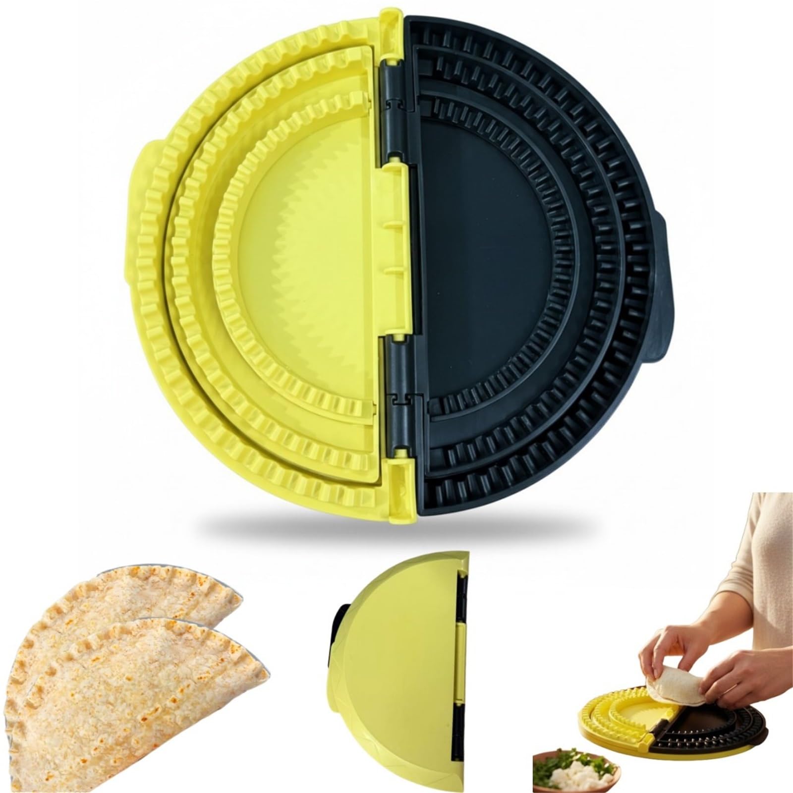 Tortilla Sealer Crimper (Fits 6"-10" Tortillas) | Removable 3-in-1 Sealer | Leak-Proof Shark-Tooth Design | Dishwasher Safe | for Burritos, Crepes, Tacos, Dumplings &amp; More