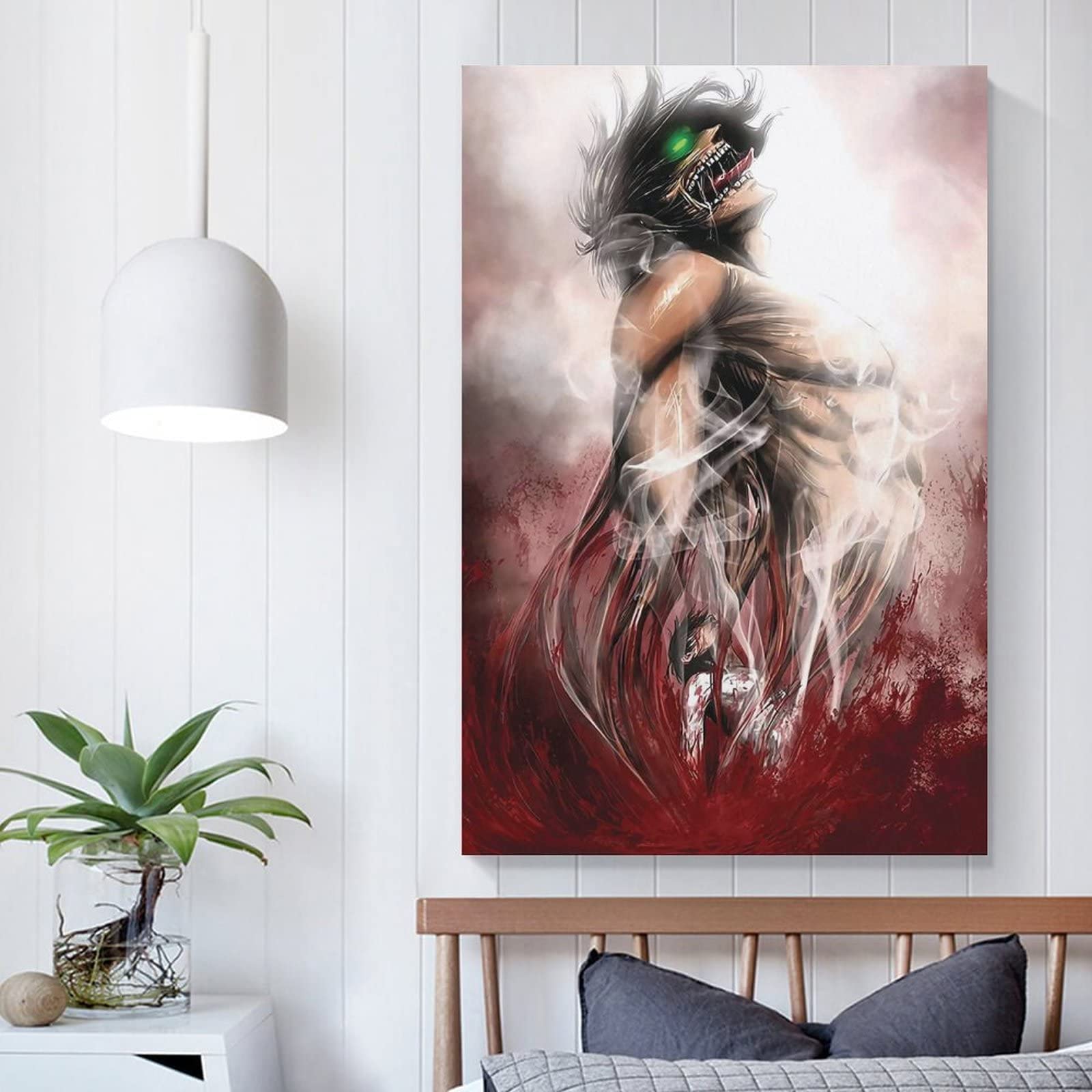 ECGRLNV Poster E Stampe 50 * 70cm Eren Yeager Attack on Titan Anime Print Picture Paintings for Living Room Bedroom Decoration Senza Cornice