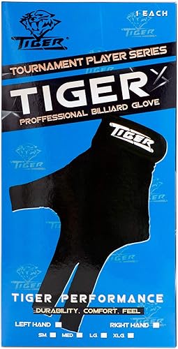 Miniatura 5 de Tiger X - Guante de billar, color negro, para mano derecha de Tiger Products