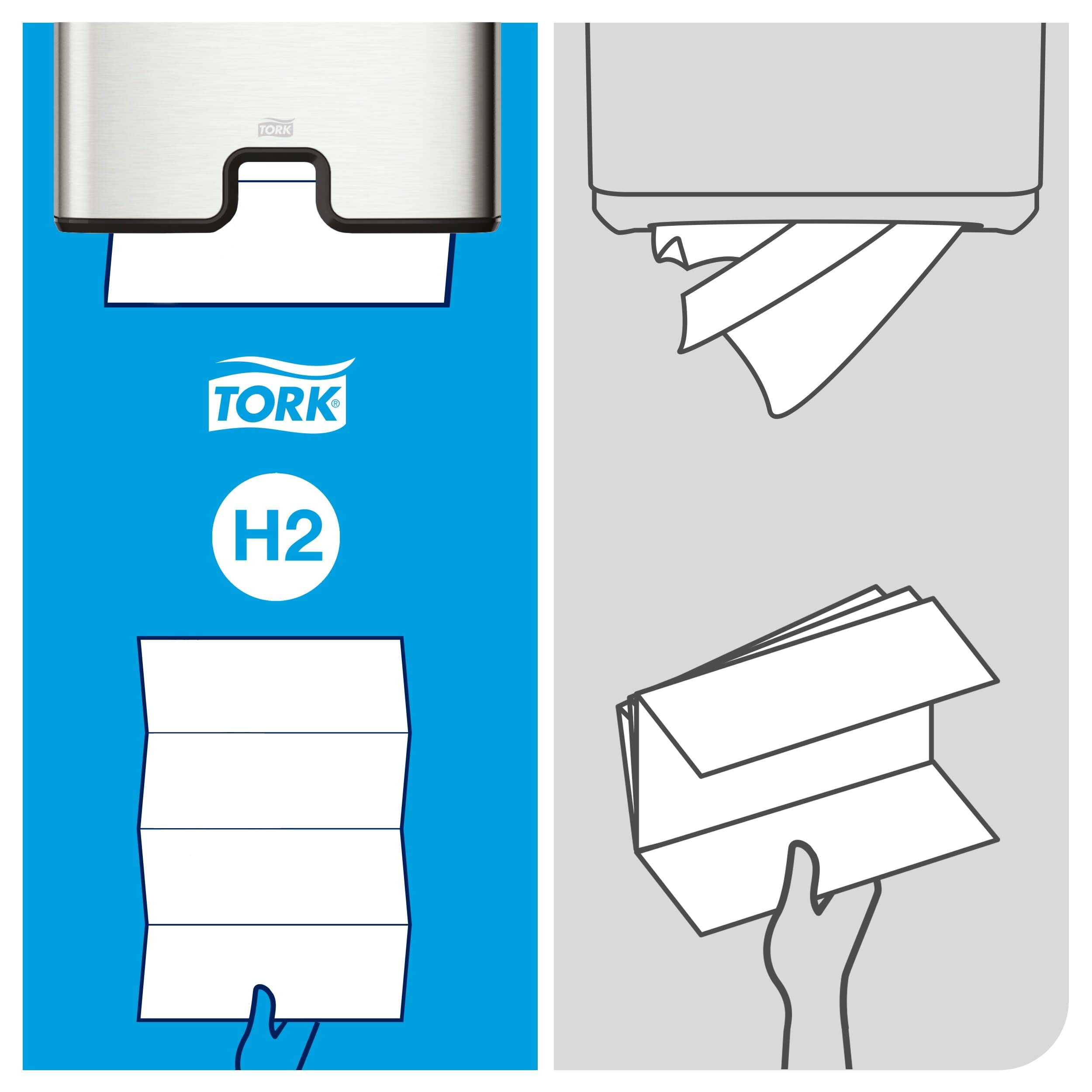 Tork 460004 Xpress Dispenser Asciugamani Intercalati, Sistema H2, Inox, 46.8 X 31.7 X 10.1cm
