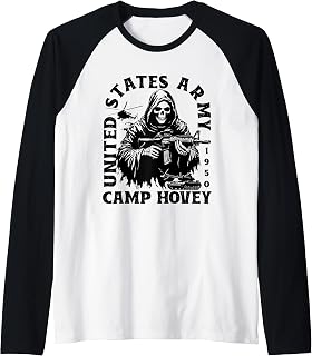 Camp Hovey South Korea Military Base Veteran Vintage Gifts Raglan Baseball Tee