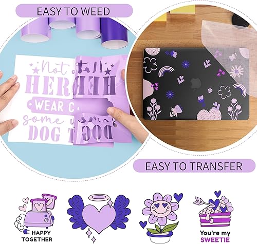 Miniatura 10 de GIRAFVINYL Vinilo holográfico permanente surtido  12 x 12 pulgadas, 16 piezas de vinilo con purpurina y hierba rota, vinilo permanente holográfico