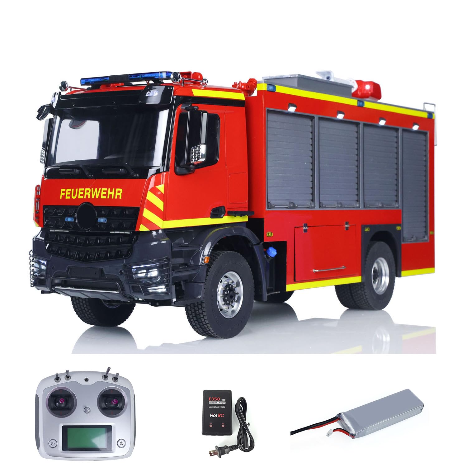 1:14 RC Auto 4X4 Metal Eje Transmisión RC Bomberos Vehículo RTR BZ Flysky i6S Radio 2Speed Light Sound