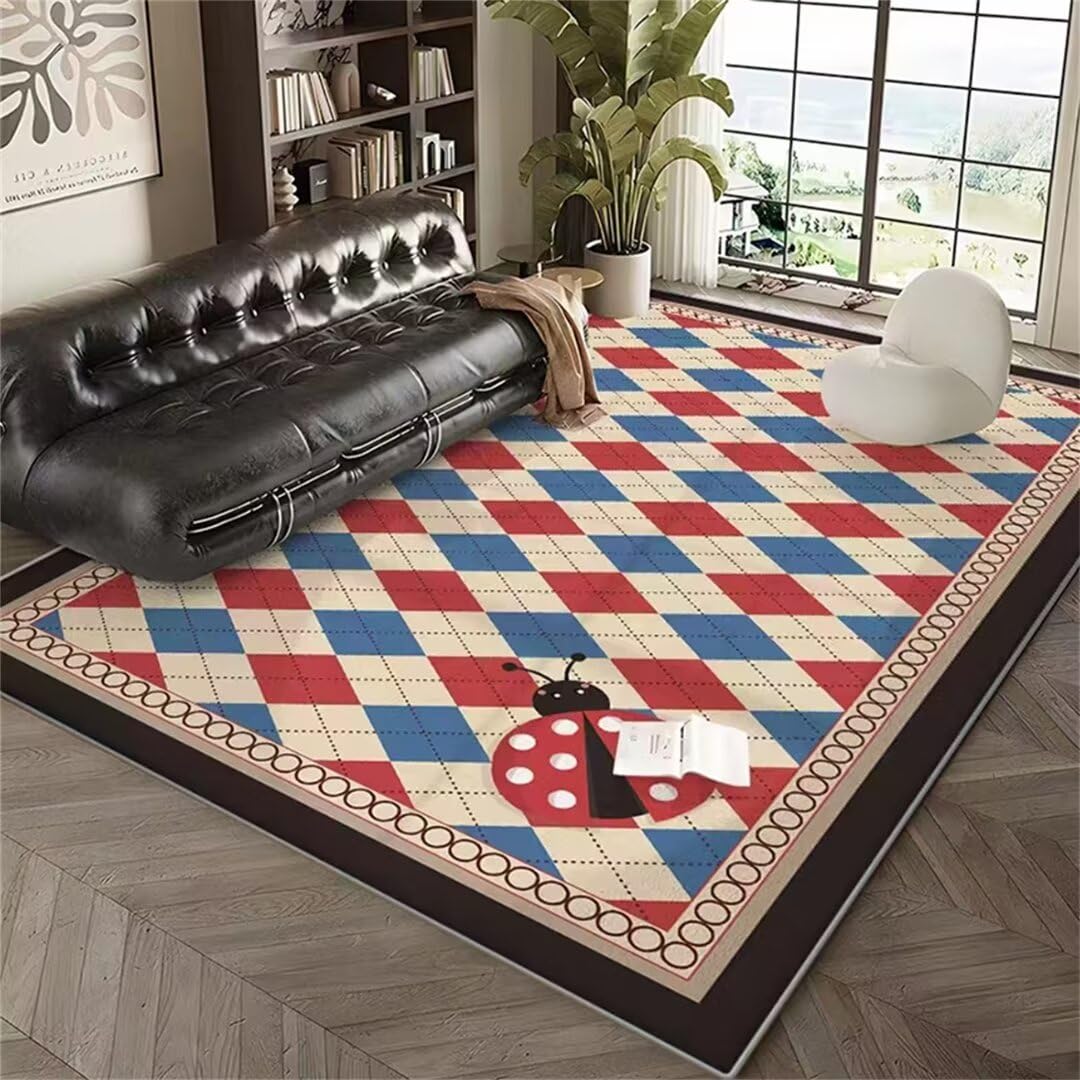 Tapis de chambre à coucher antidérapant et lavable rouge 60x90