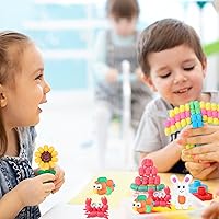 Vista 4 de Junkin Kit de 1000 piezas de fideos mágicos de espuma, manualidades, maíz, súper manualidades, bloques de construcción a granel, modelo, juguetes