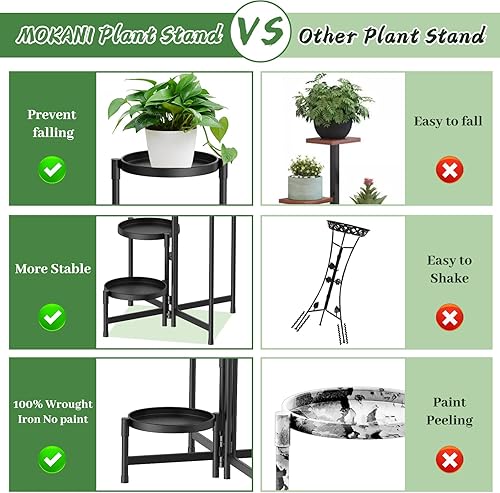 Miniatura 5 de MOKANI Soporte de metal para plantas de interior, 5 niveles para plantas, espacio libre para interiores, soporte escalonado para múltiples plantas,
