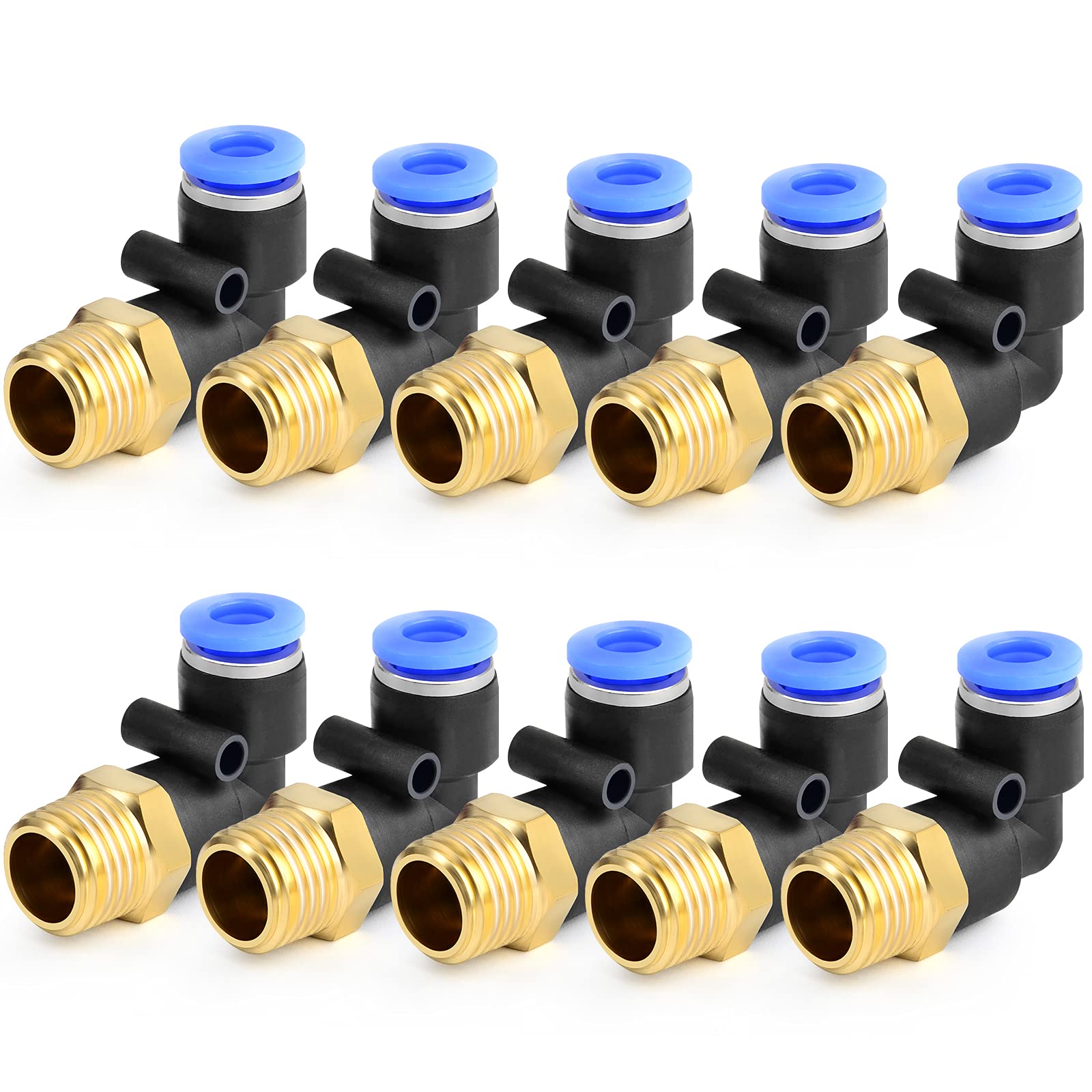 Ergaoboy Men's Bu Pl 10 Pcs 4Mm Tube Od X 1/4 Bsp Elbow Push To Connect, Pneumatic Air Push Fit Lock Fitting (Pl4-02)