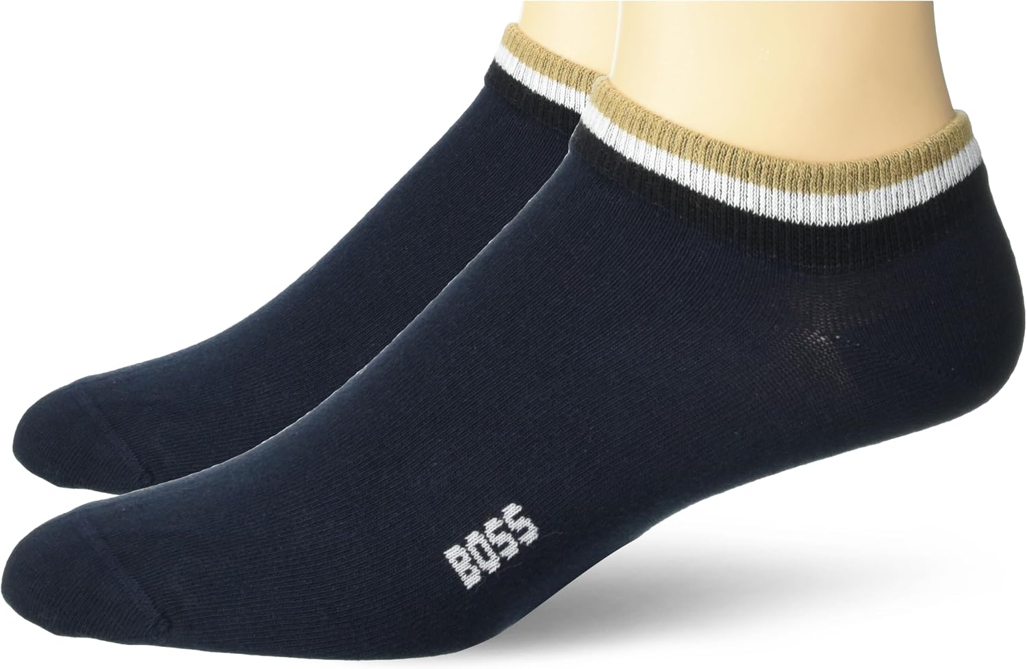BOSS Men's 2 Pack Iconic Stripe Ankle Band Socks