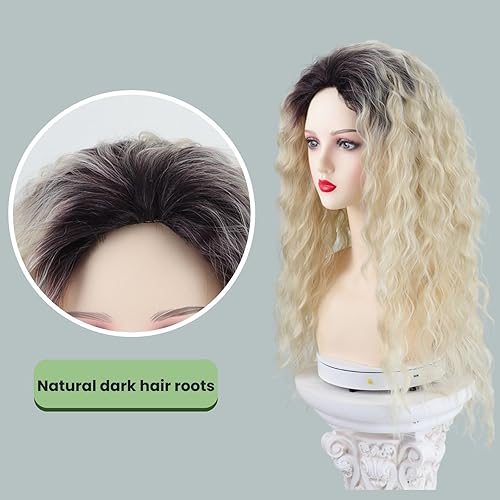 Miniatura 2 de Fencca Peluca rubia larga y ondulada para mujer, pelucas sintéticas resistentes al calor, para uso diario en fiestas
