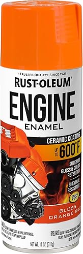 Rust-Oleum 366433 Pintura en aerosol de esmalte para motor, 11 onzas, naranja rojo brillante