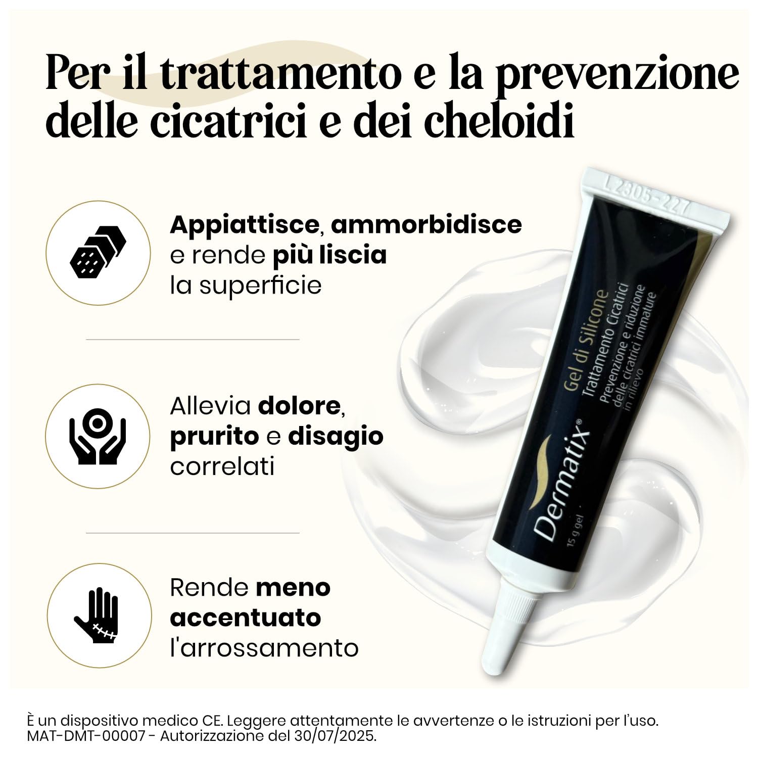 Dermatix Gel al Silicone per Cicatrici 15g Trattamento Cicatrici Ustioni