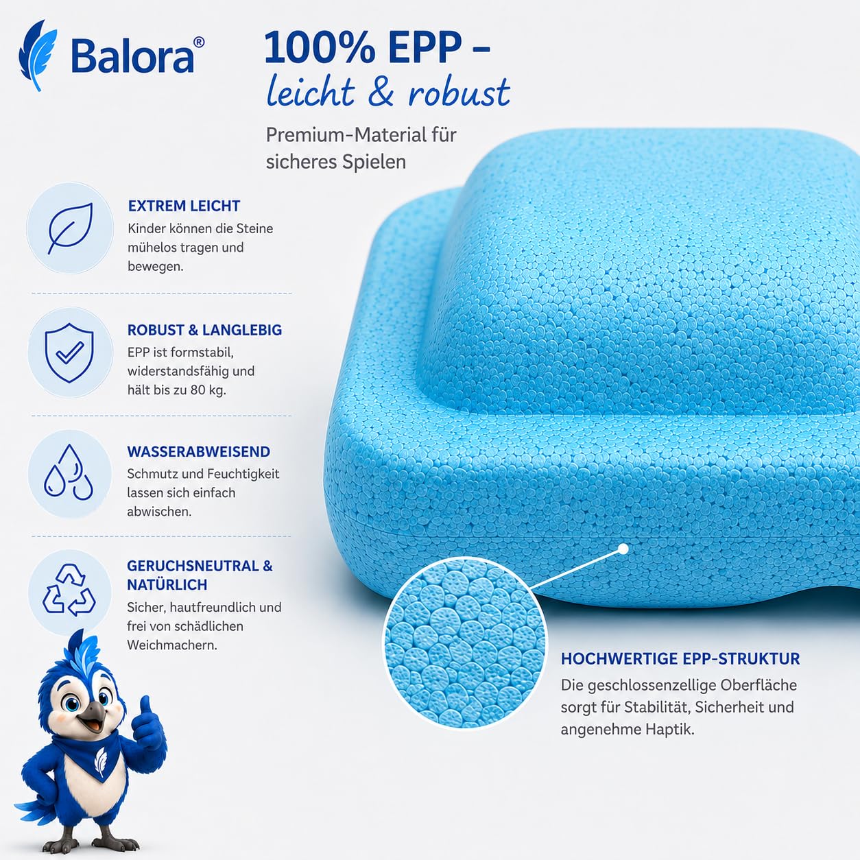 Balanciersteine für Kinder – 6er-Set aus formstabilem EPP, kein Hartplastik – Balance Steine für Gleichgewicht & Koordination – Indoor & Outdoor – ab 3 Jahren – bis 80 kg – Geschenkidee