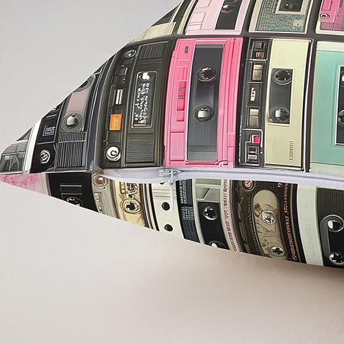 Miniatura 5 de Fundas de almohada con cinta musical retro para sofá, silla, radios vintage, fundas de almohada de los años 80, casete de audio para exteriores,