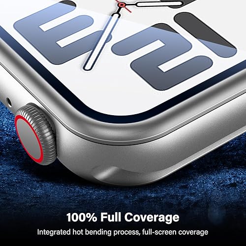 Miniatura 6 de Uyiton Paquete de 2 protectores de pantalla para Apple Watch SE654 de 1.732 pulgadas, fuerte absorción Marco de aleación de titanio + vidrio