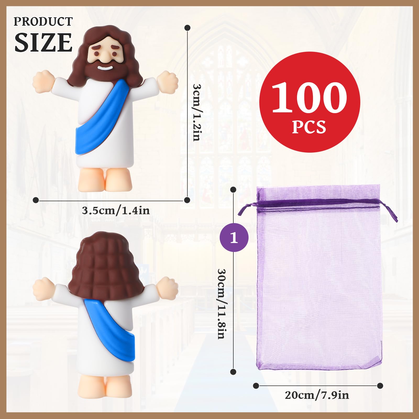 120 Pcs Mini Jesus Figures - 10 Colors Rubber Jesus Dolls For Sunday School, Baptism, Church Activities & Party Favors