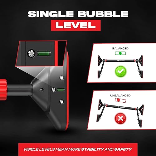 Miniatura 8 de Barra de dominadas para puerta con bandas de resistencia, instalación sin tornillos, barra de barbilla para entrenamiento y ejercicio de la parte