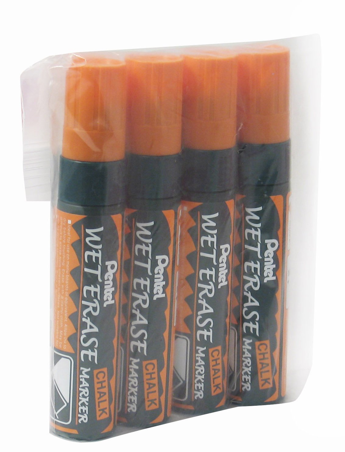Pentel Marqueur craie liquide Effaçable avec chiffon humide Orange Lot de 4 (Import Royaume Uni)