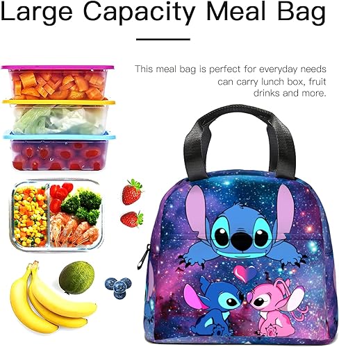 Miniatura 7 de Lonchera unisex de dibujos animados de gran capacidad, con aislamiento de anime, reutilizable, para mujeres, hombres, adultos, trabajo, picnic,