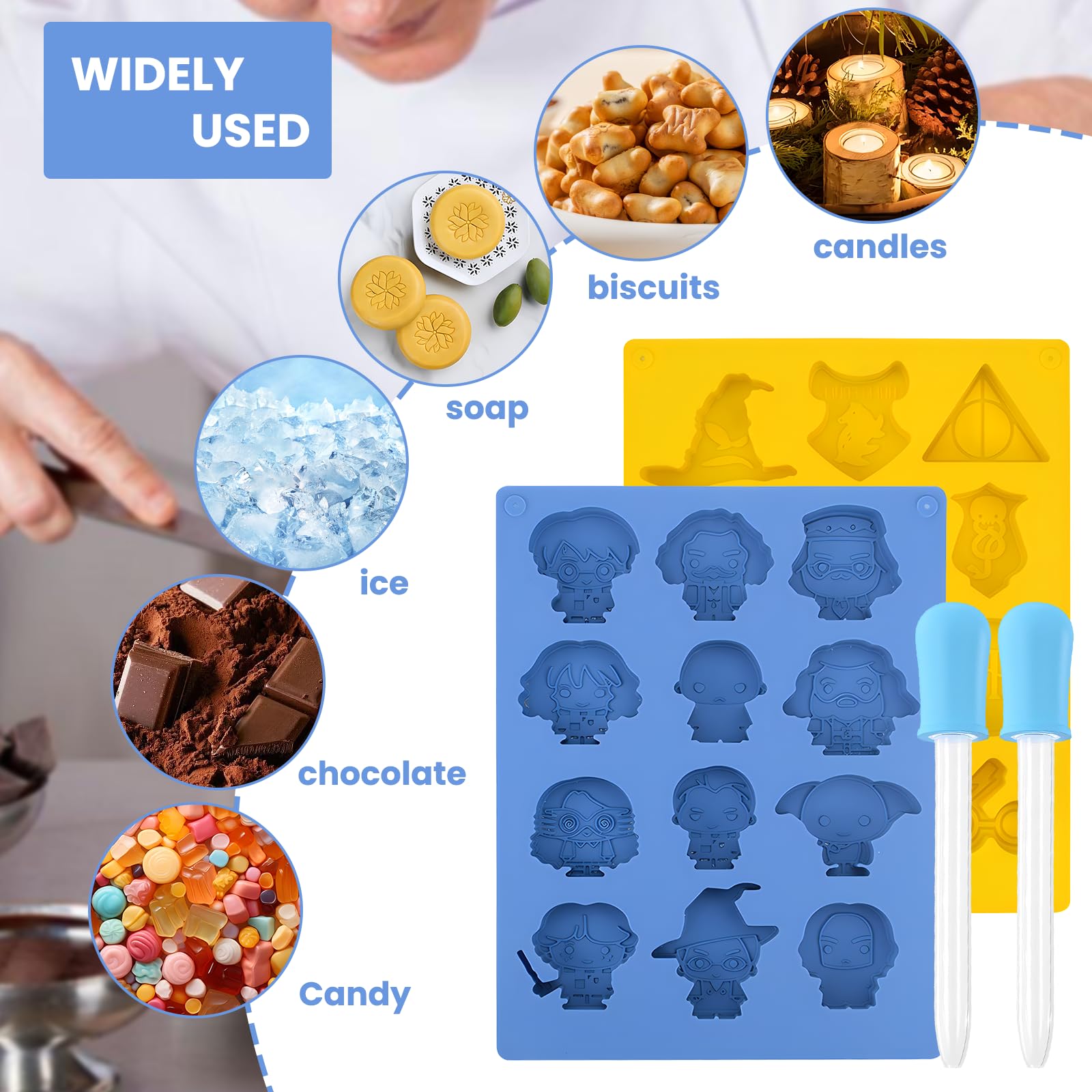 Molde de silicona para bombones (2 unidades) con 2 pipetas, diseño de,Adecuado para hacer chocolate, cubitos de hielo