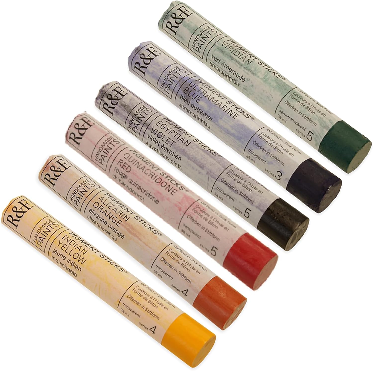 R&F Handmade Paints - Professional Oil Pigment Stick, Translucent Colors, Set of 6