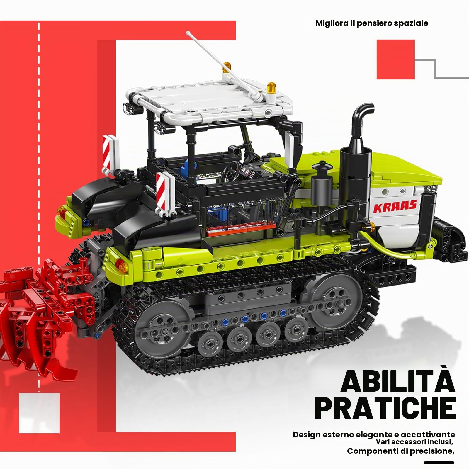 Mould King Technic Trattore cingolato set di costruzione, 1357 pezzi telecomandato con motore e controllo tramite app, 17093 modello veicolo RC giocattolo da costruzione per età superiore ai 14 anni