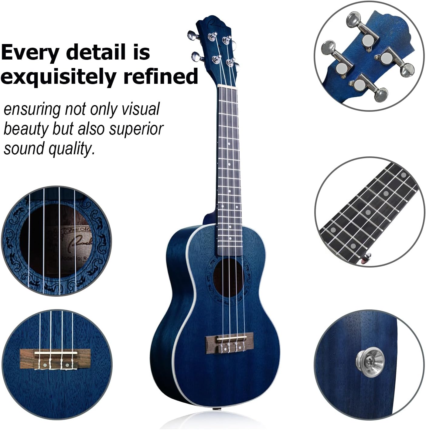 Ranch Tenor Ukulele 26 Inch Professional Wooden Ukelele with Online 12 Lessons, Gig Bag and Rechargeable Tuner - Starry Blue