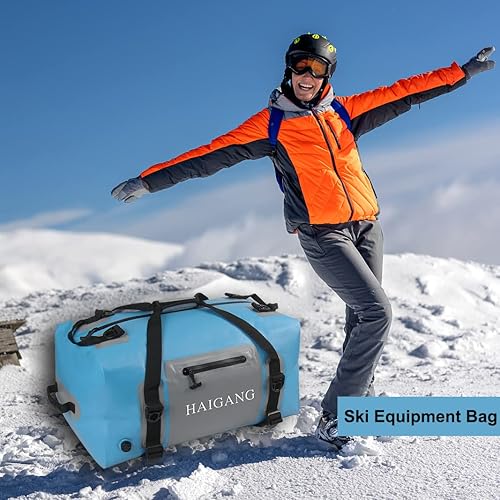 Miniatura 4 de Bolsa de lona impermeable de 70 L110 L, gran capacidad, correas y asas gruesas ajustables, cierre de cremallera, válvula de aire mantiene el equipo