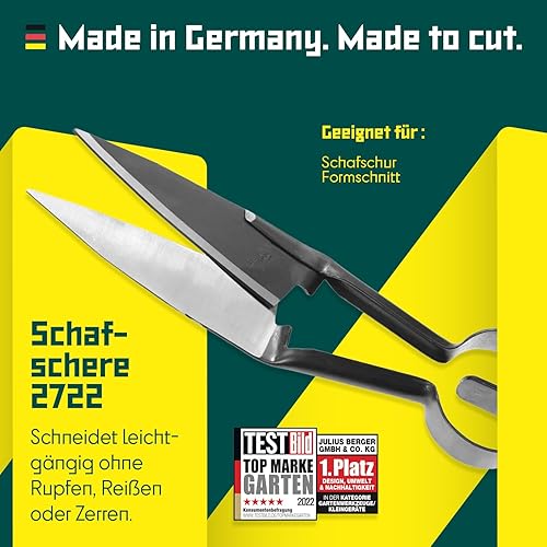 Miniatura 2 de BERGER Topiary & Sheep Shears 2722 - Cuchillas autoafilables de grado comercial, resorte de corazón, diseño ambidiestro, 6.1 pulgadas, borde de